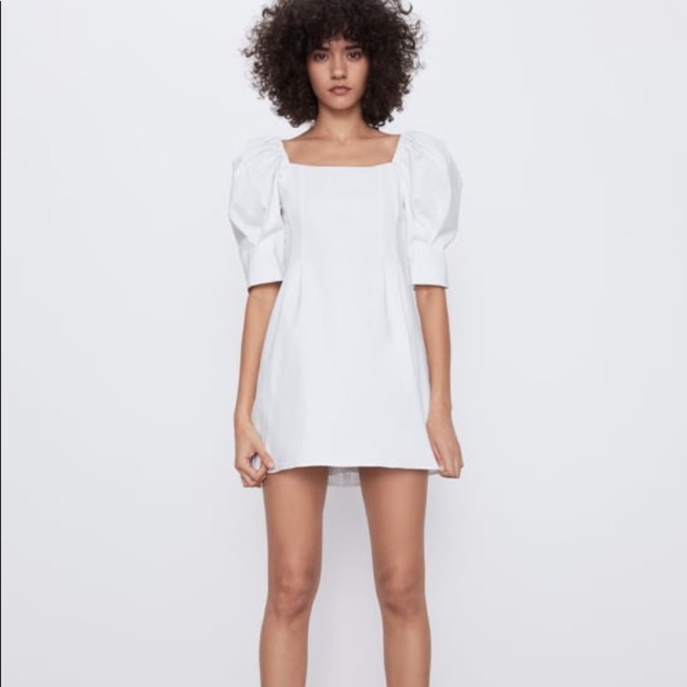 NET Zara Balloon Sleeve Little White Dress